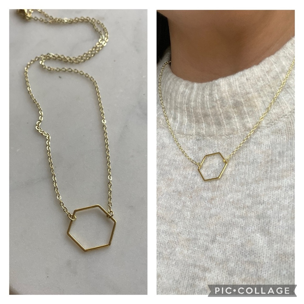 Dainty Gold Hexagon Necklace